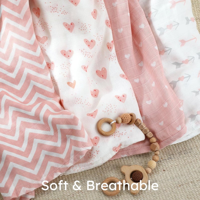 YOOFOSS Muslin Swaddle Blankets, Organic Baby Blankets, 47 x 47 Inches Receiving Blanket for Baby Boys and Girls, Baby Essentials for Newborns Soft Breathable - Image 5